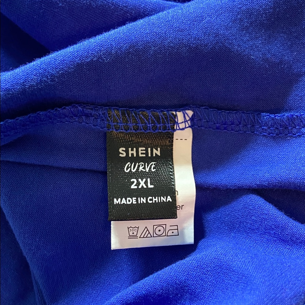 3/$12 Shein Curve Blue-Purple Polycotton Off One Shoulder Tee T-Shirt Blouse Top - Picture 5 of 8